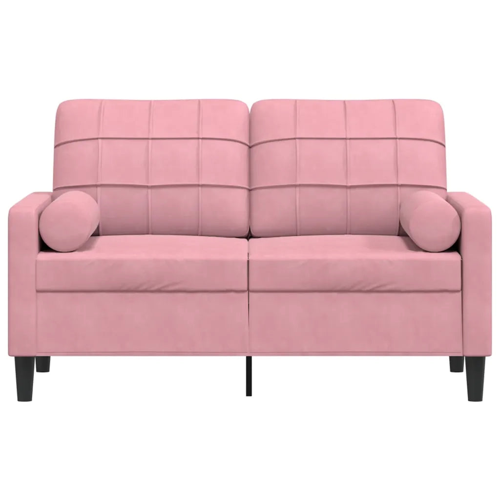 Divano a 2 Posti con Cuscini Rosa 120 cm in Velluto