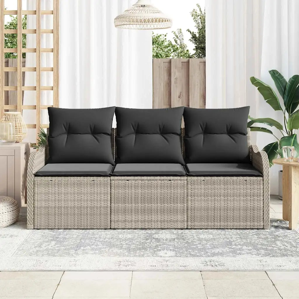 Set Divano da Giardino 3 pcs Grigio chiaro polyrattan 3345562