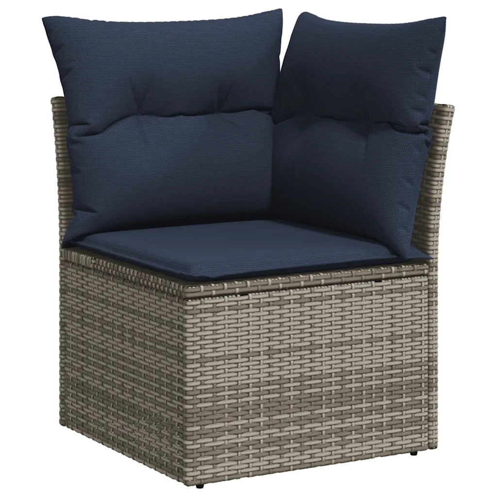 Set Divani da Giardino 7 pz con Cuscini Grigio in Polyrattan 3256103