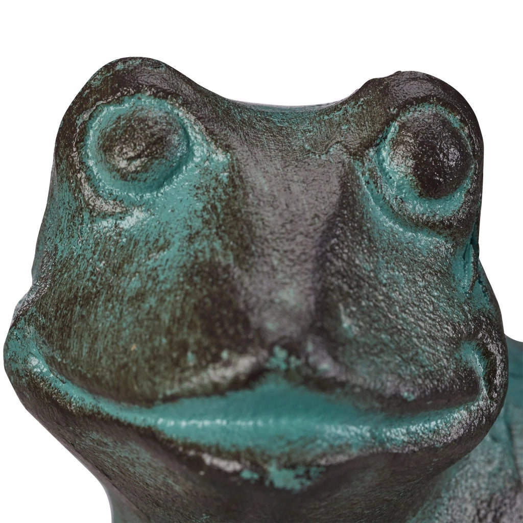 Statua da giardino rana danzante atmosfera allegra 30 x 22 x 10 cm in ghisa verde 13_0005596