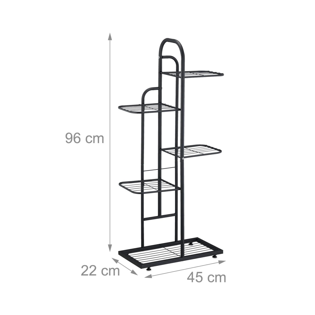 Scaffale per piante moderno scala arredamento terrazzo 85 x 30 x 25 cm in metallo nero 13_0014882