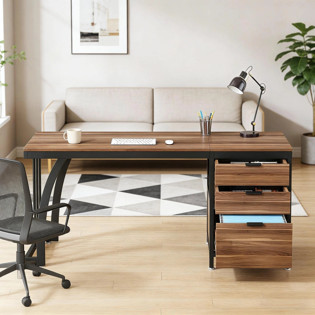 SCRIVANIA Computer 150x50x75 cm Noce Metallo e Legno