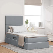 Letto con contenitore e LED con led Grigio chiaro 90 x 190 cm