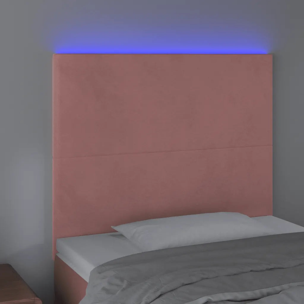 Testiera | Testata a LED Rosa 90x5x118/128 cm in Velluto