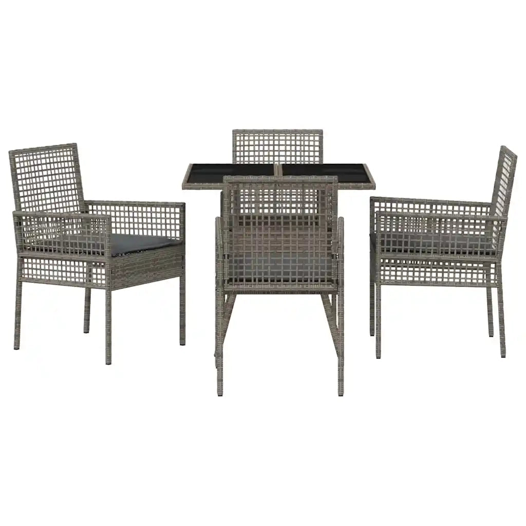 Set da Pranzo per Giardino 5 pz | Set Salotto da Giardino Grigio polyrattan