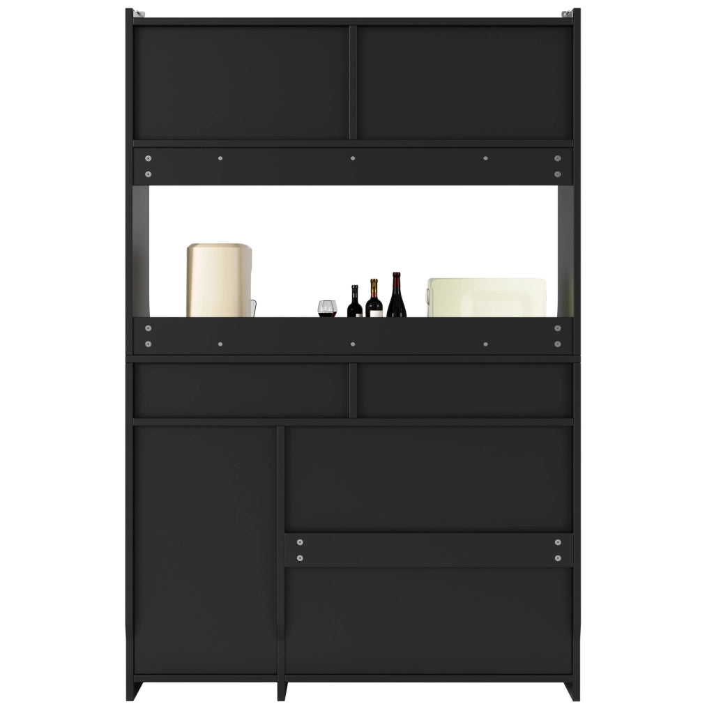 ARMADIO ALTO 120x40x180 cm Nero con LED e 2 cassetti