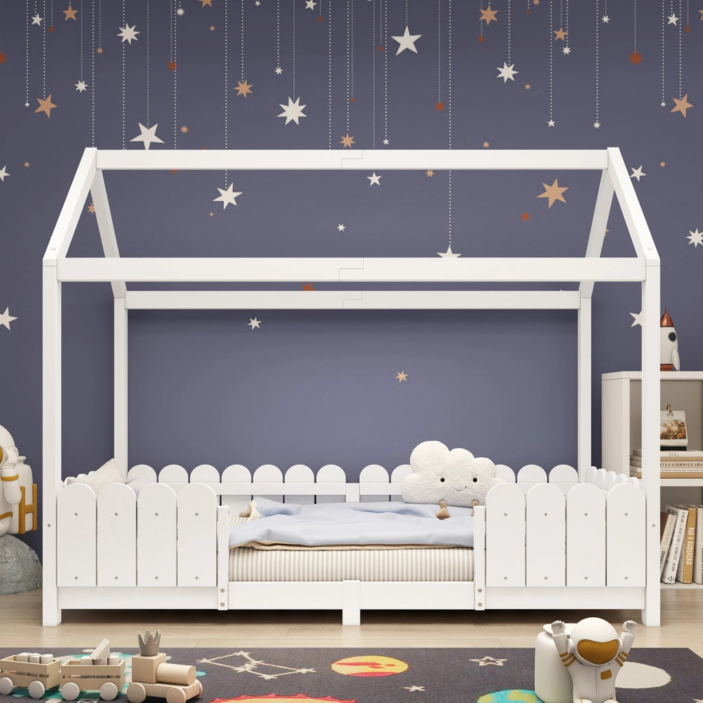 Letto casetta per bambini 90x200 cm bianco