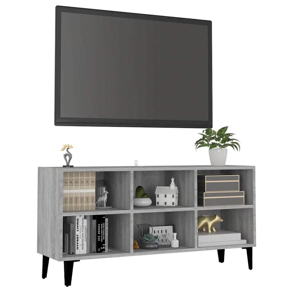 Mobile TV | Armadietto TV | Mobile Porta TV con Gambe in Metallo Grigio Sonoma 103,5x30x50 cm