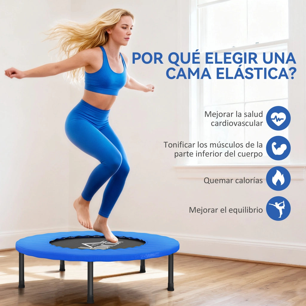 Trampolino Fitness Elastico 81 cm ¨C Zephmum ¨C Acciaio 28 Molle Nero Blu 81x81x22,5 cm