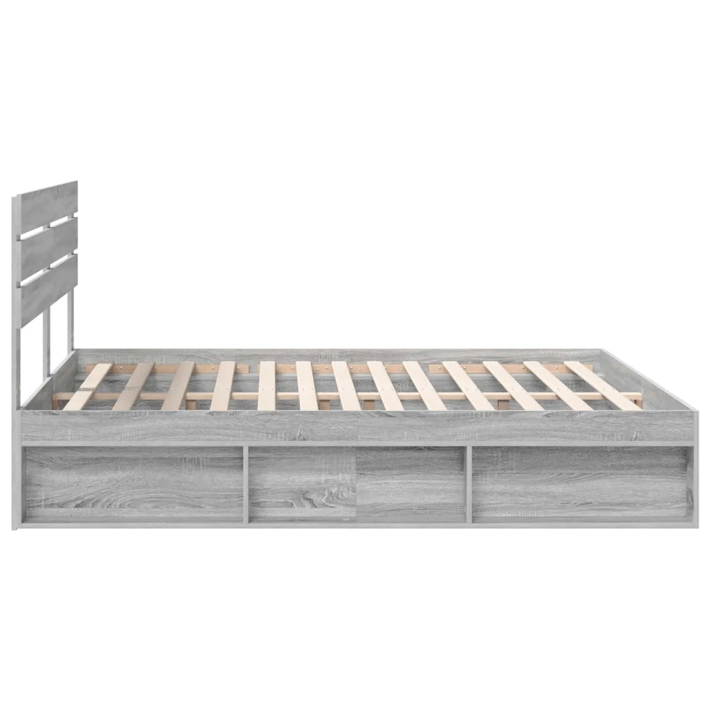 Letto matrimoniale | Letto per adulti | Struttura del letto Grigio Sonoma 200 x 200 cm Pino massello