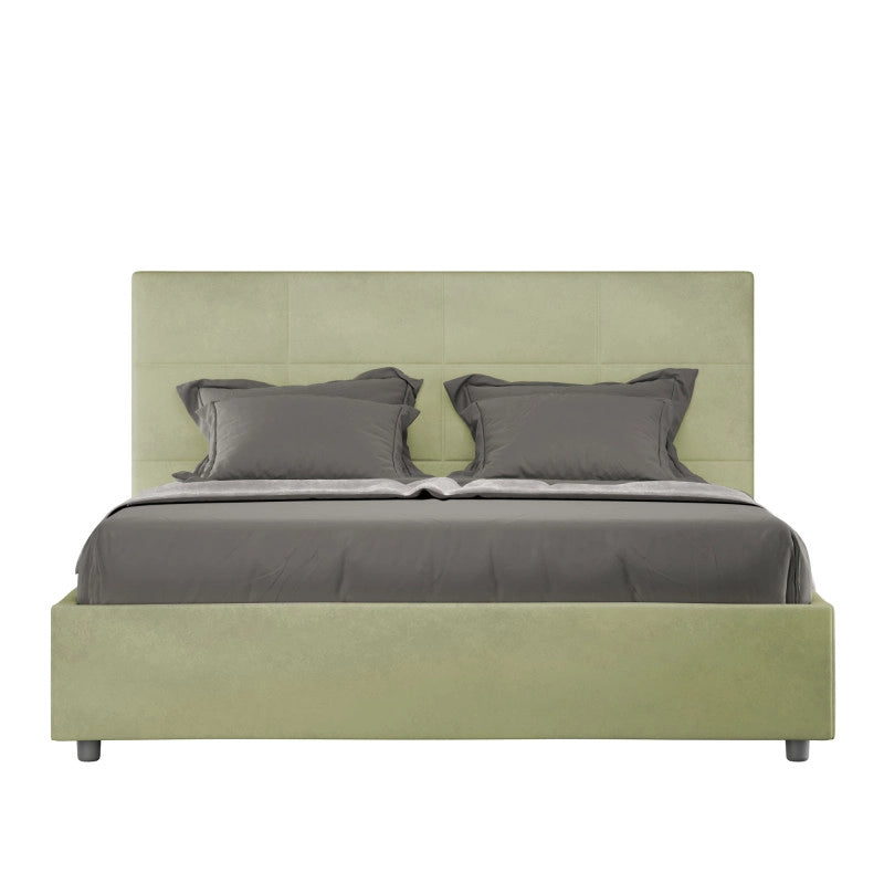Letto imbottito Piazza e mezzo 130x210 cm Mika - Con rete,Microfibra,Tè verde