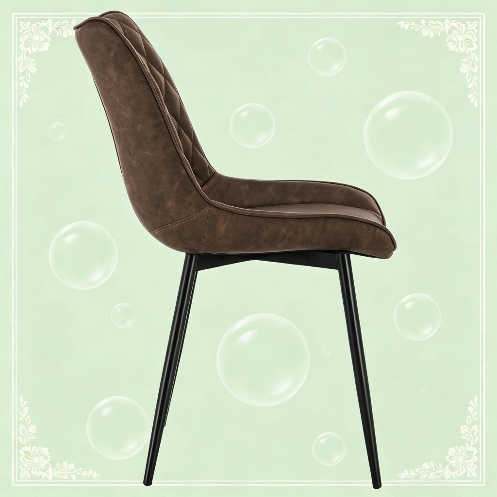 Sedie da sala da pranzo 2 pezzi con schienale ergonomico imbottito e gambe in metallo, similpelle marrone