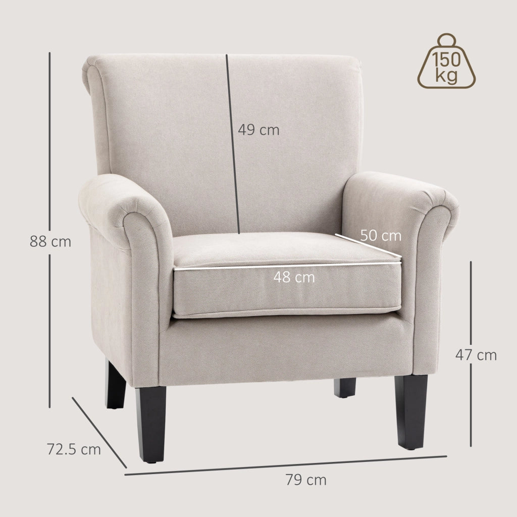 Poltrona in Legno e Tessuto ¨C Minimal ¨C Grigio e Marrone 79x78x87