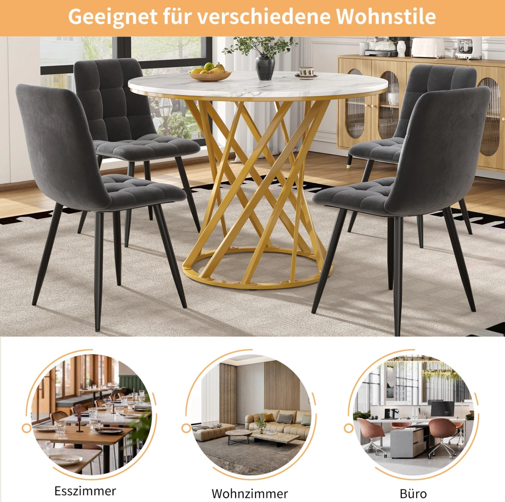 Tavolo da pranzo 80x80x76 cm in MDF e metallo