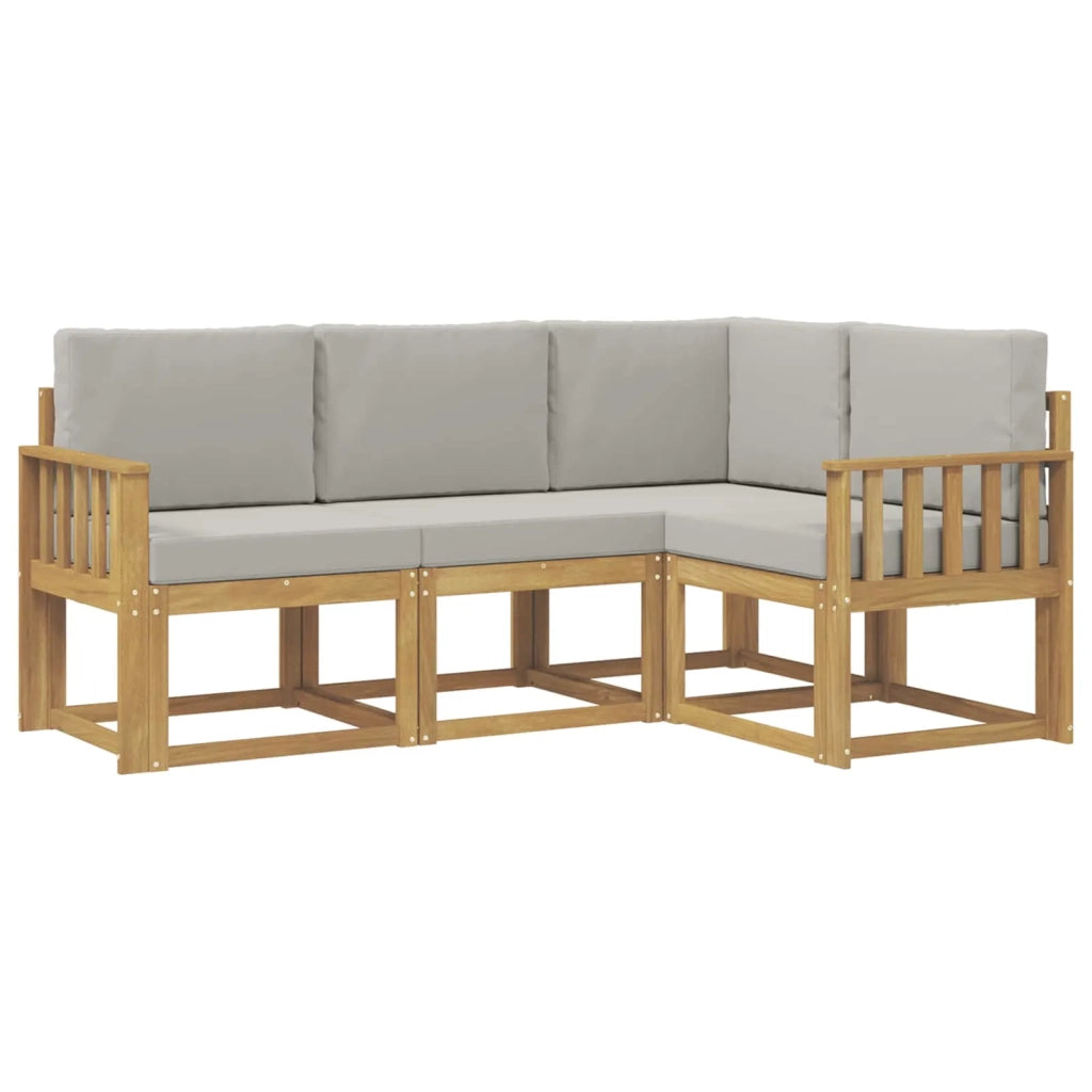 Set di divani da esterno 4 pz Bianco e Grigio Chiaro Poliestere 3387555