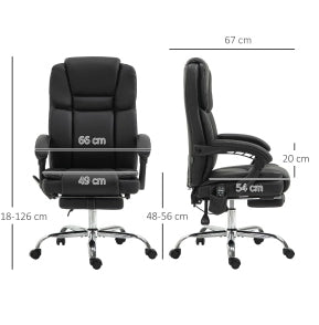 Sedia da ufficio ergonomica con funzione massaggio e riscaldamento, schienale reclinabile, poggiapiedi, rivestimento in similpelle nero
