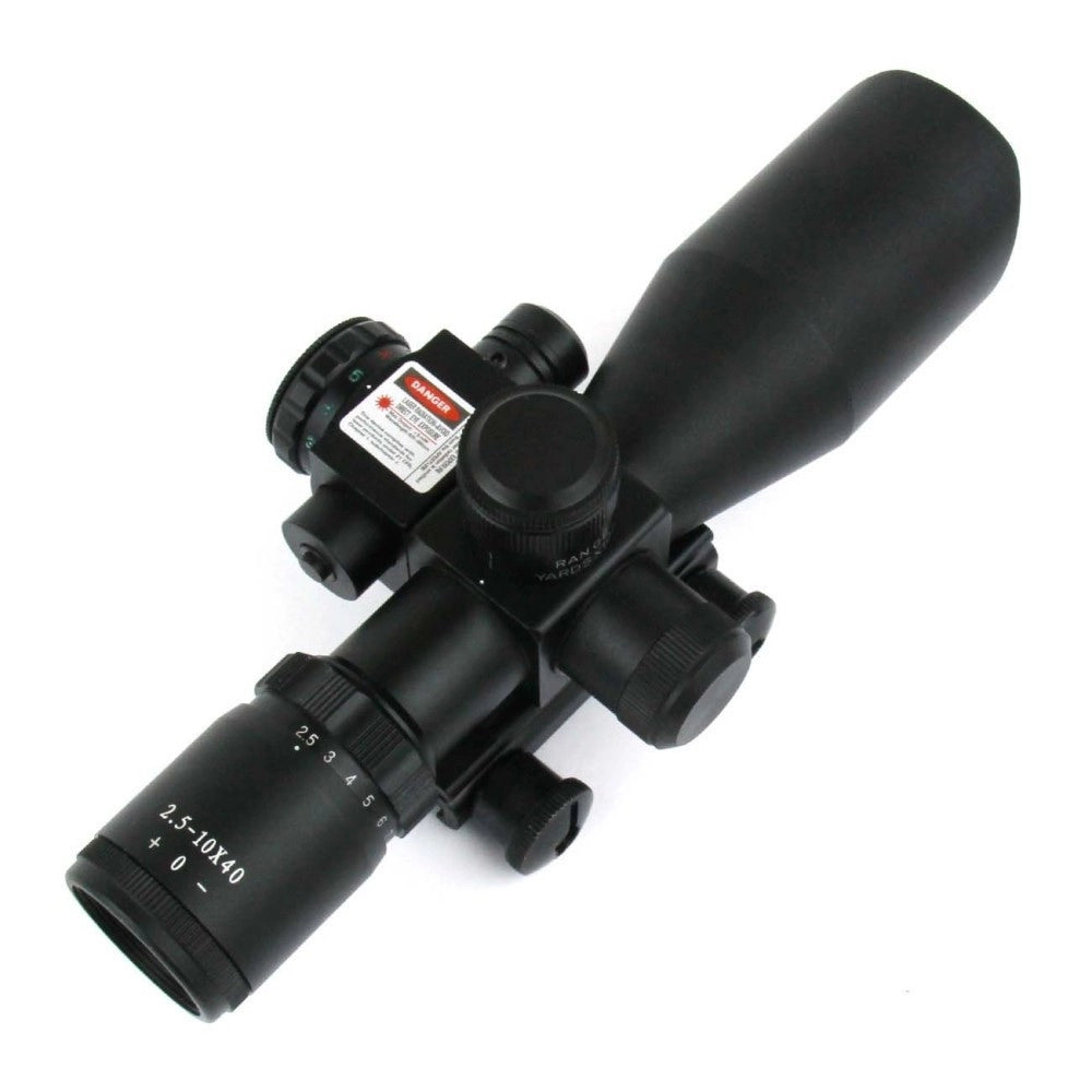Trade Shop - Mirino Ottico Di Precisione Con Reticolo Illuminato 2.5-10x40 Puntatore Laser -