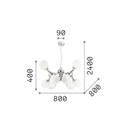 Lampadario Nodi Collezione 9 E14 Cromo Altezza Regolabile Ideal Lux