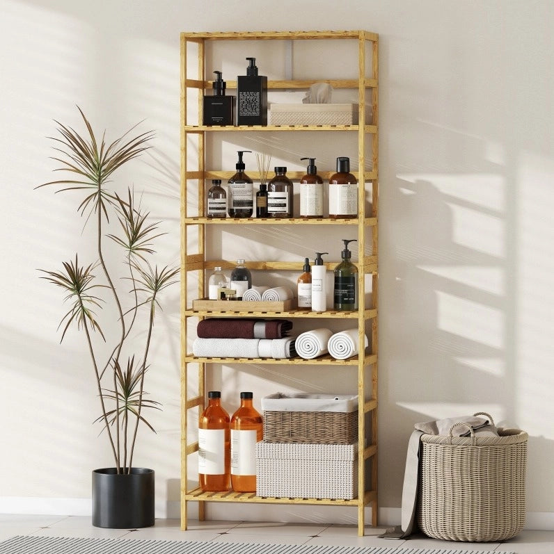 LIBRERIA a 6 livelli 60x26x161 cm Bambù Naturale