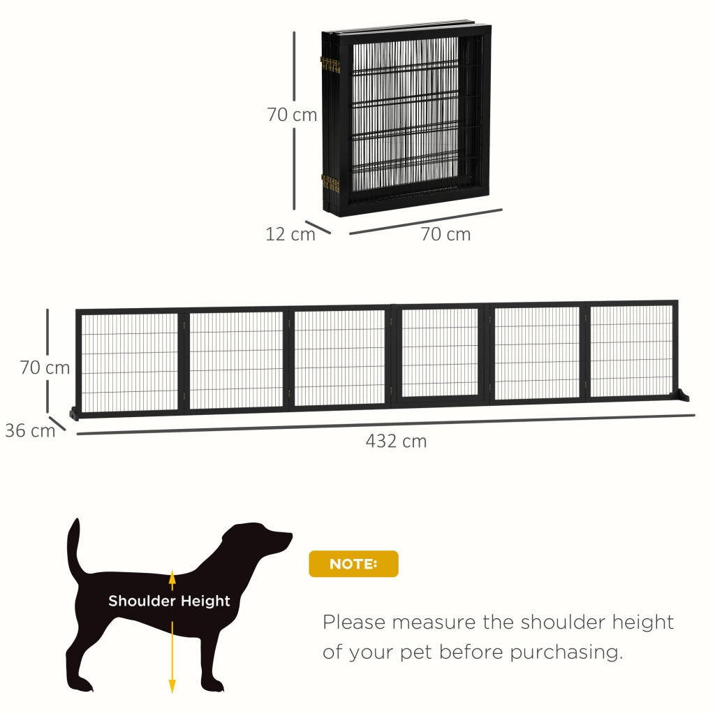 Barriera di sicurezza per cani 432 x 36 x 70 cm in legno nero pieghevole