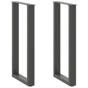 Pieds de table console en U 2 pièces anthracite 38x(72-73) cm