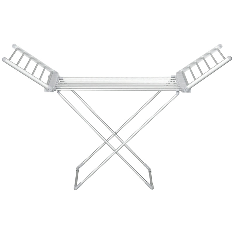 Stendibiancheria elettrico pieghevole con ali estensibili in lega di alluminio argento 230 W 144 × 53 × 91 cm