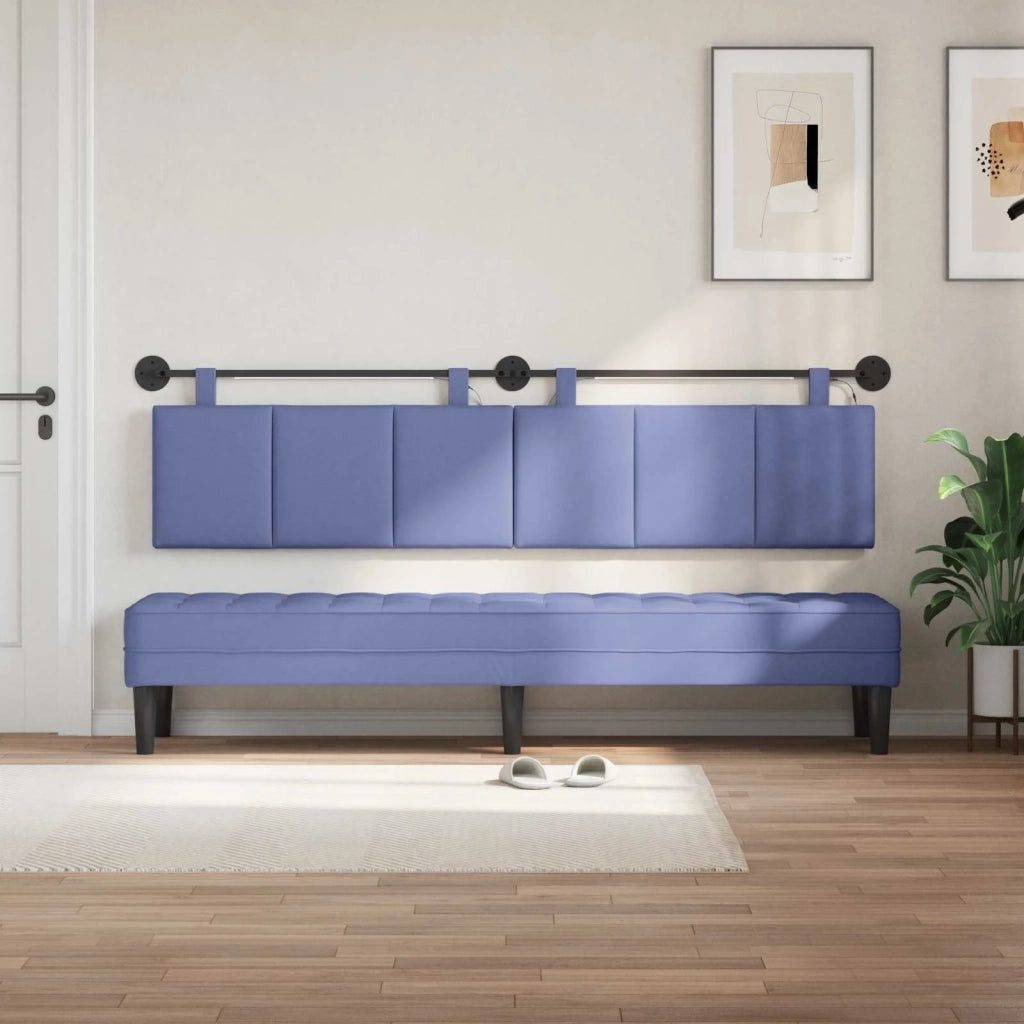 Testiera | Testata sospesa Con luce LED Blu jeans Tessuto