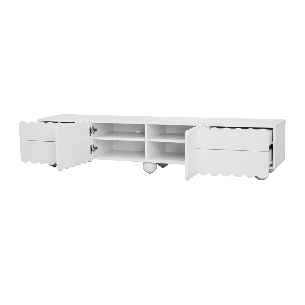 Mobile porta tv 175 cm bianco con ante e cassetti