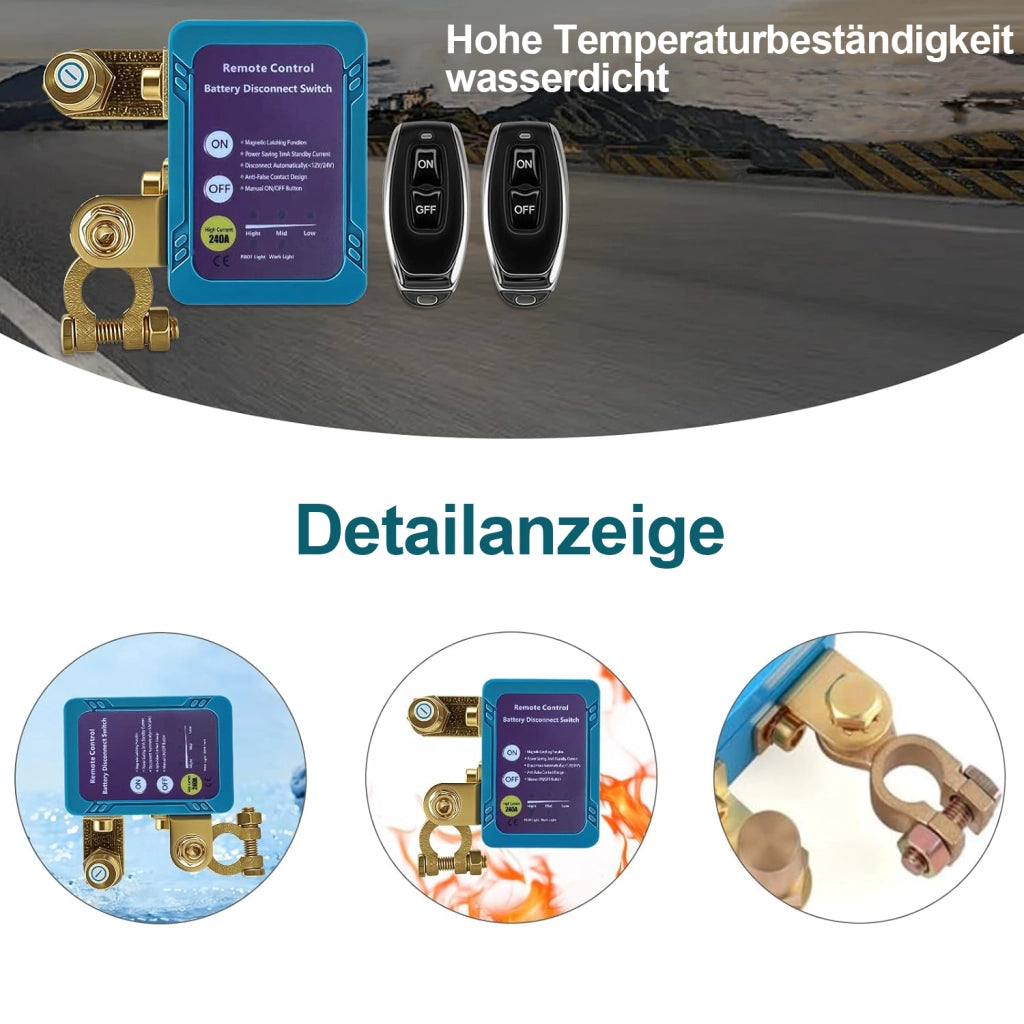 Interruttore stacca batteria auto 6-30 V con 2 telecomandi