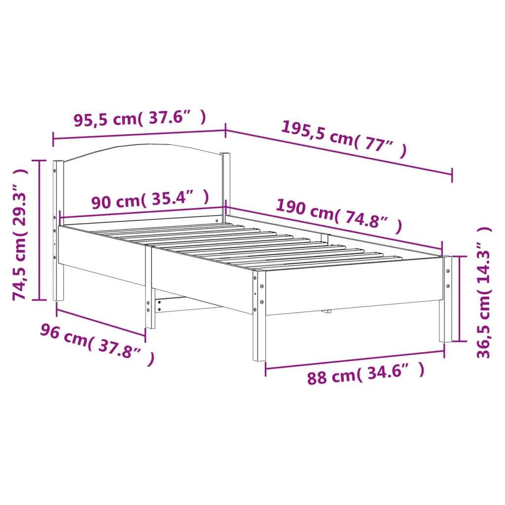 Letto senza Materasso-Struttura Letto Marrone Cera 90x190 cm in Legno di Pino 570719