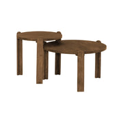 Set di 2 tavolini rotondi in legno di mango, noce