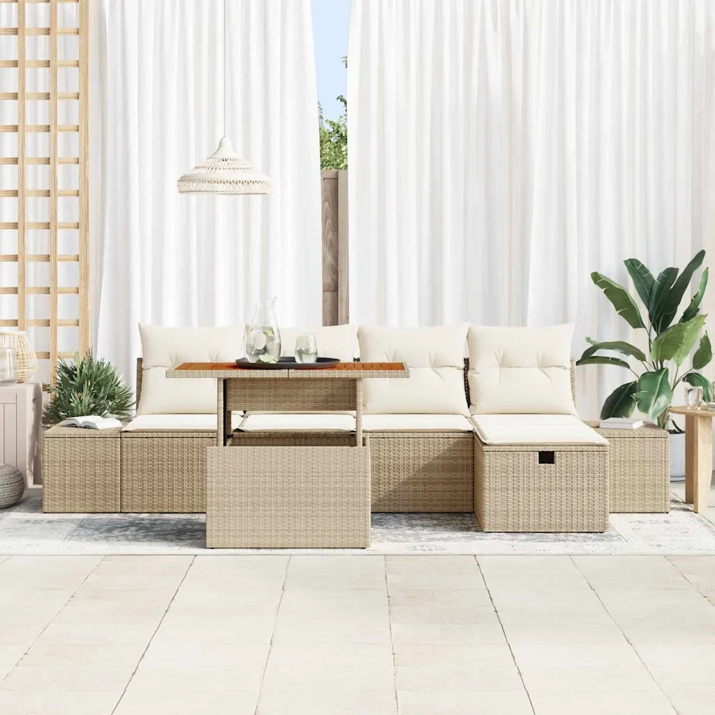 Set Divano da Giardino con cuscino 6 pcs Beige polyrattan 3360047