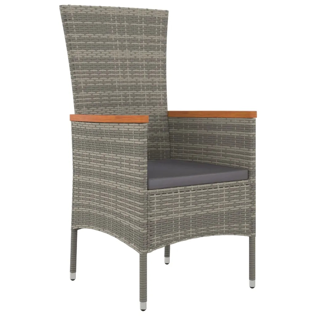 Set da Pranzo da Giardino 7 pz con Cuscini in Polyrattan Grigio 3157541
