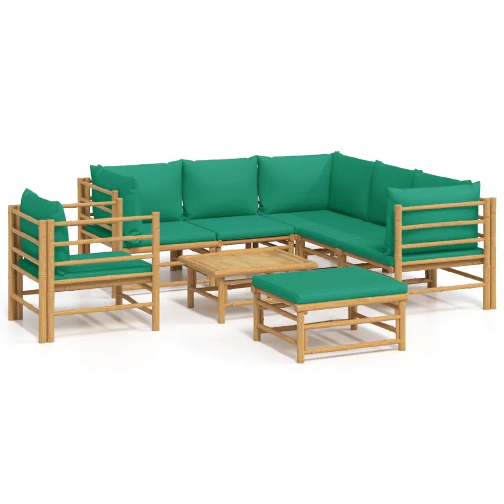 Set Salotto da Giardino 8pz con Cuscini Verdi Bambù 3155158