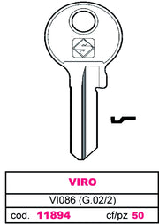 Silca CHIAVE OTTONE VI086 (G.VAC 2) VIRO 50.00 pz