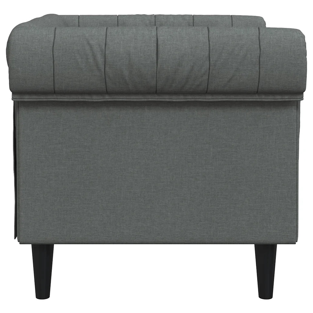 Poltrona Chesterfield Grigio Scuro in Tessuto 372539