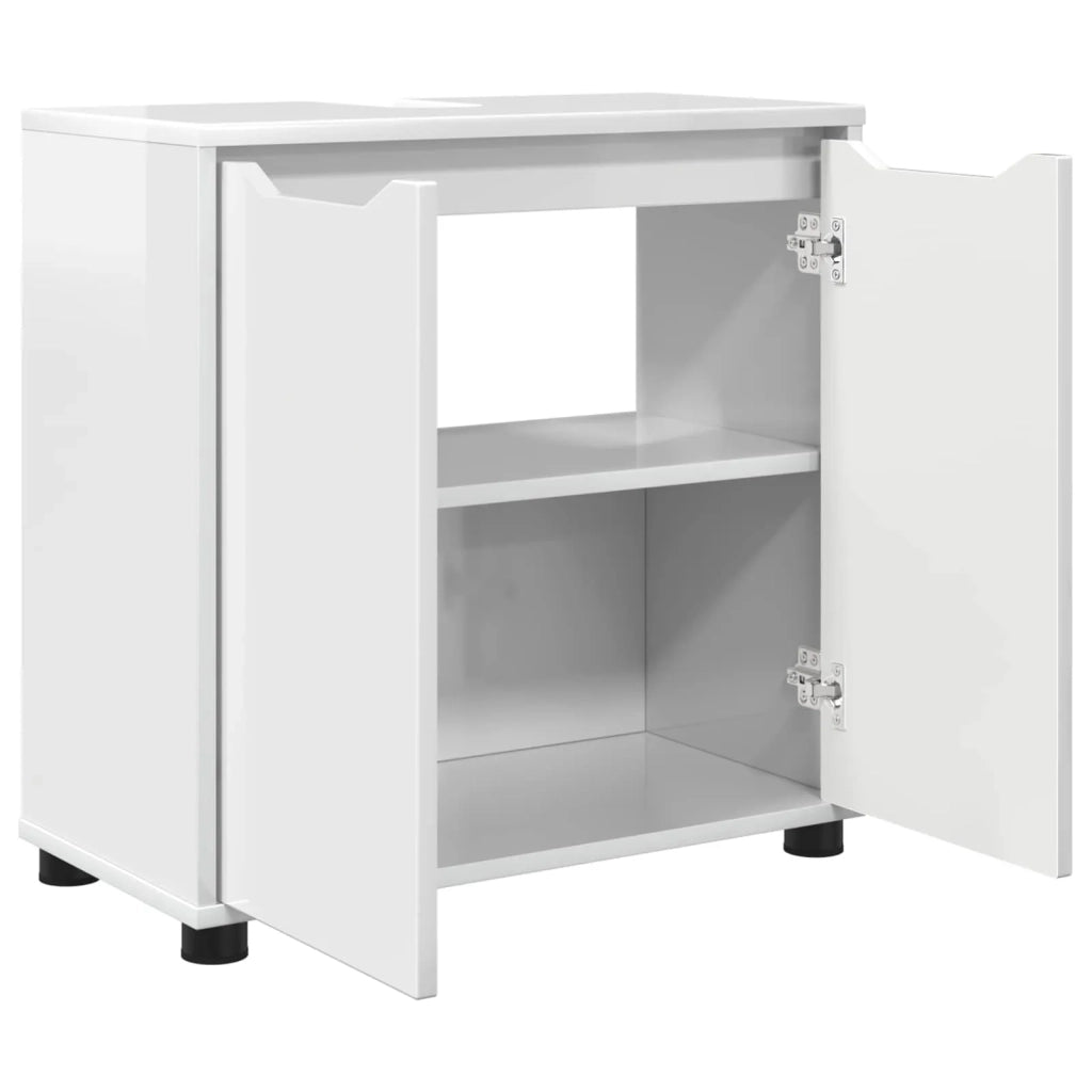 Armoire de lavabo de salle de bain Blanc brillant