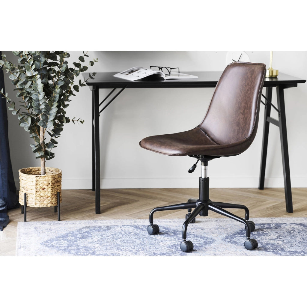 Sedia da Ufficio Monaco, Marrone, Similpelle, 48x56x83 cm