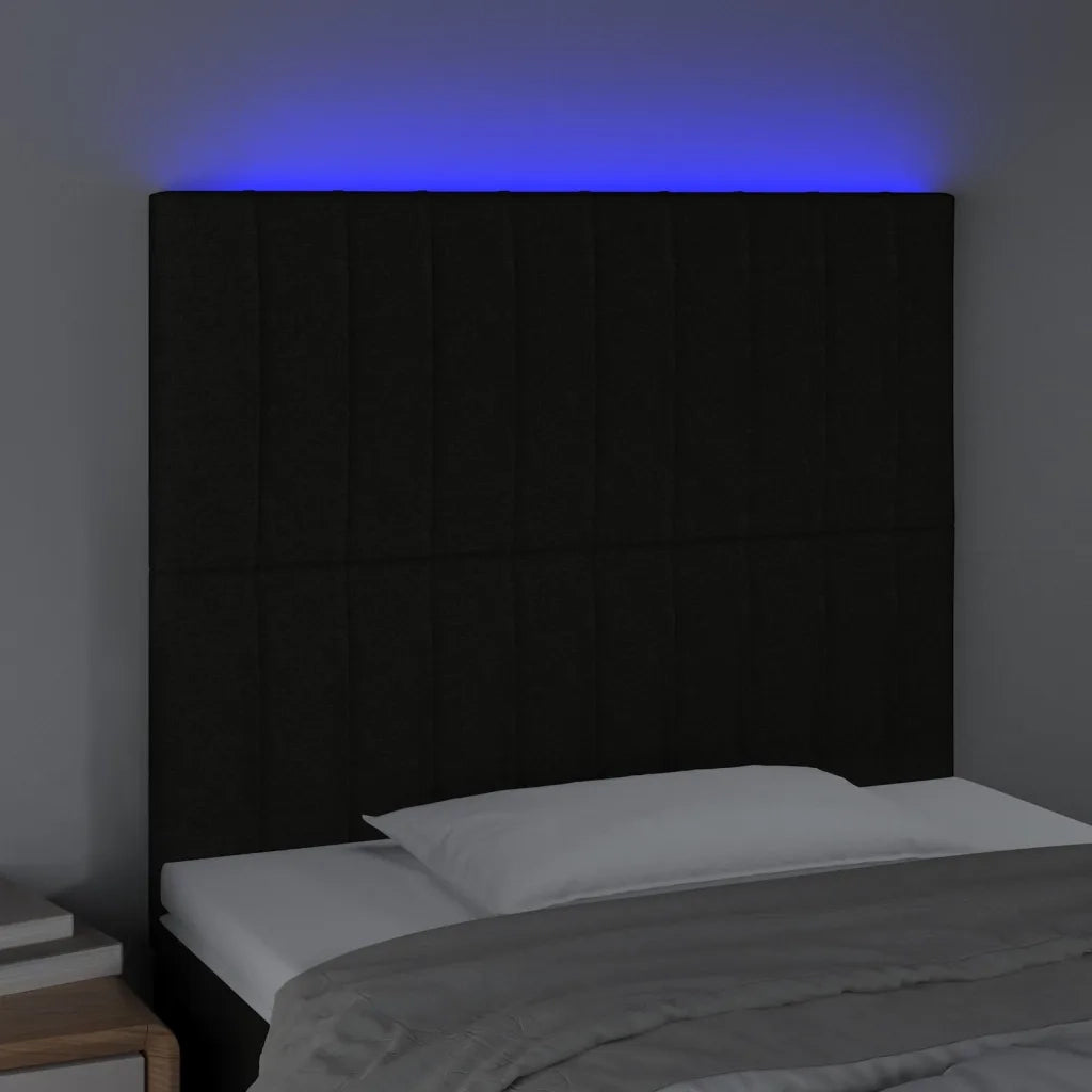 Testiera | Testata a LED Nera 100x5x118/128 cm in Tessuto