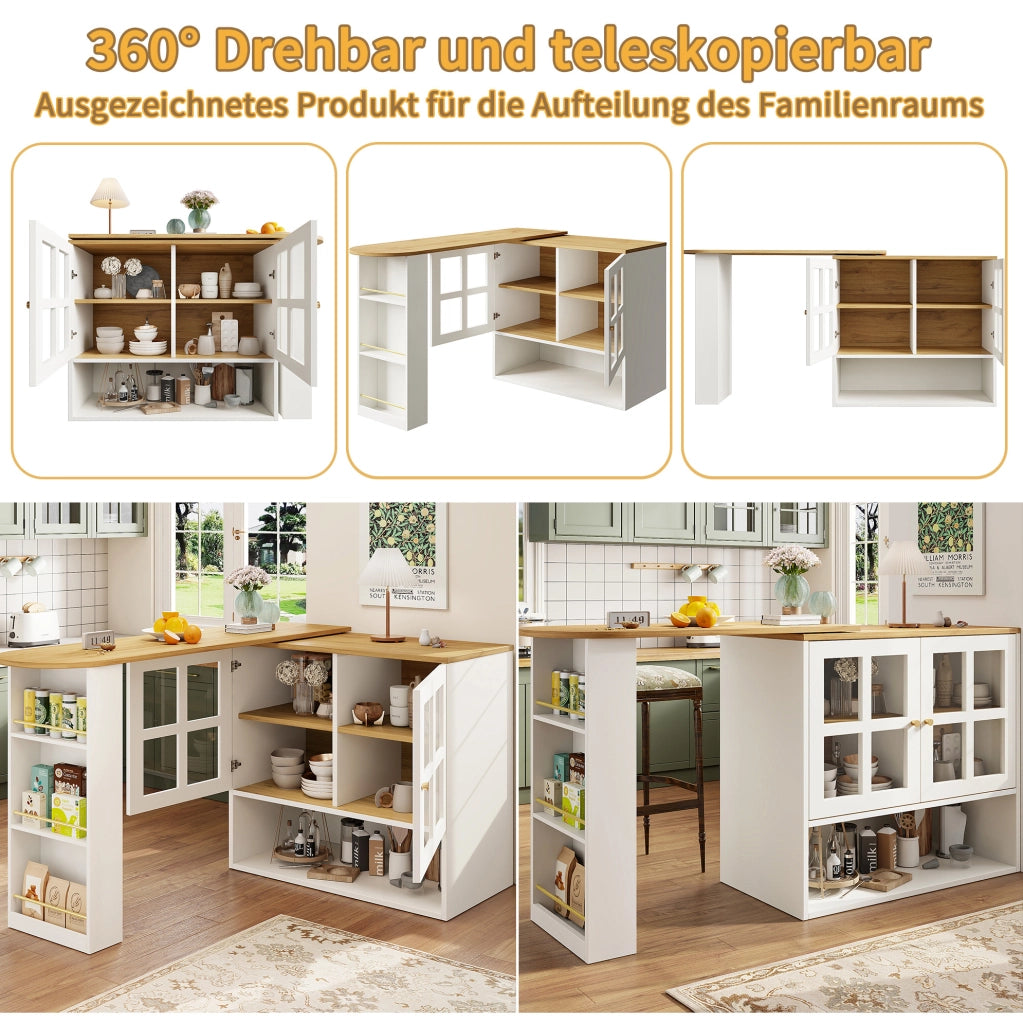 ARMADIO Girevole 360° 138-204x39x102,5 cm MDF Bianco
