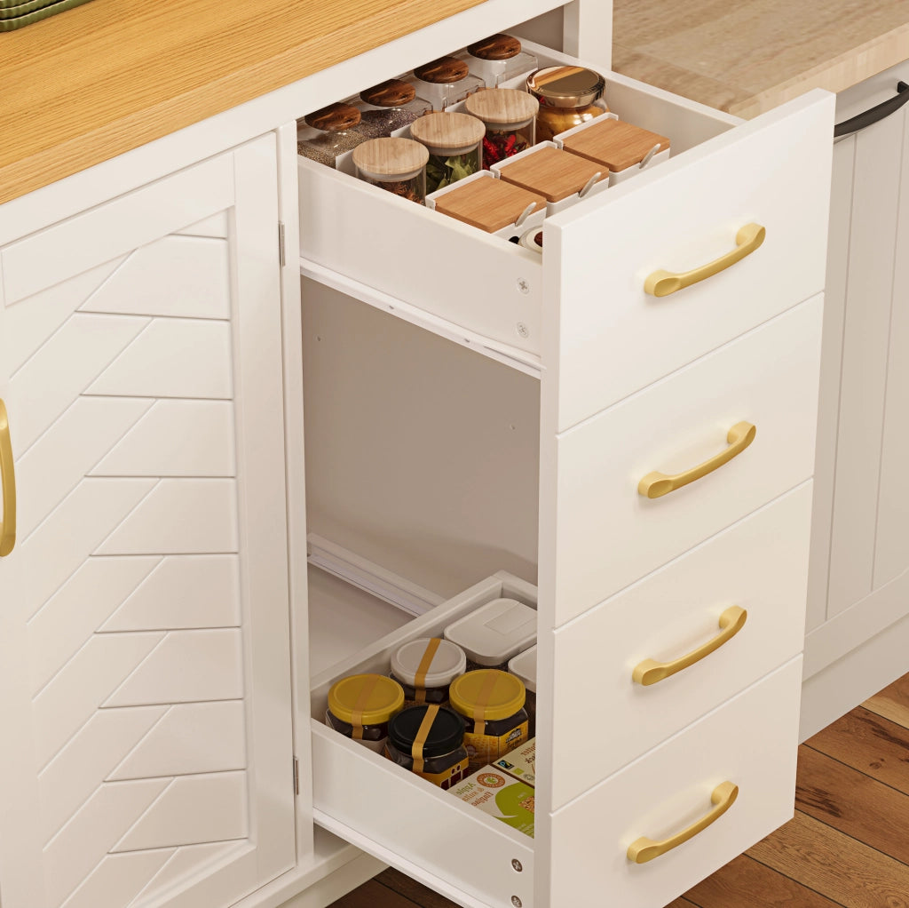 BUFFET 105,5x40x180 cm in MDF Bianco con LED