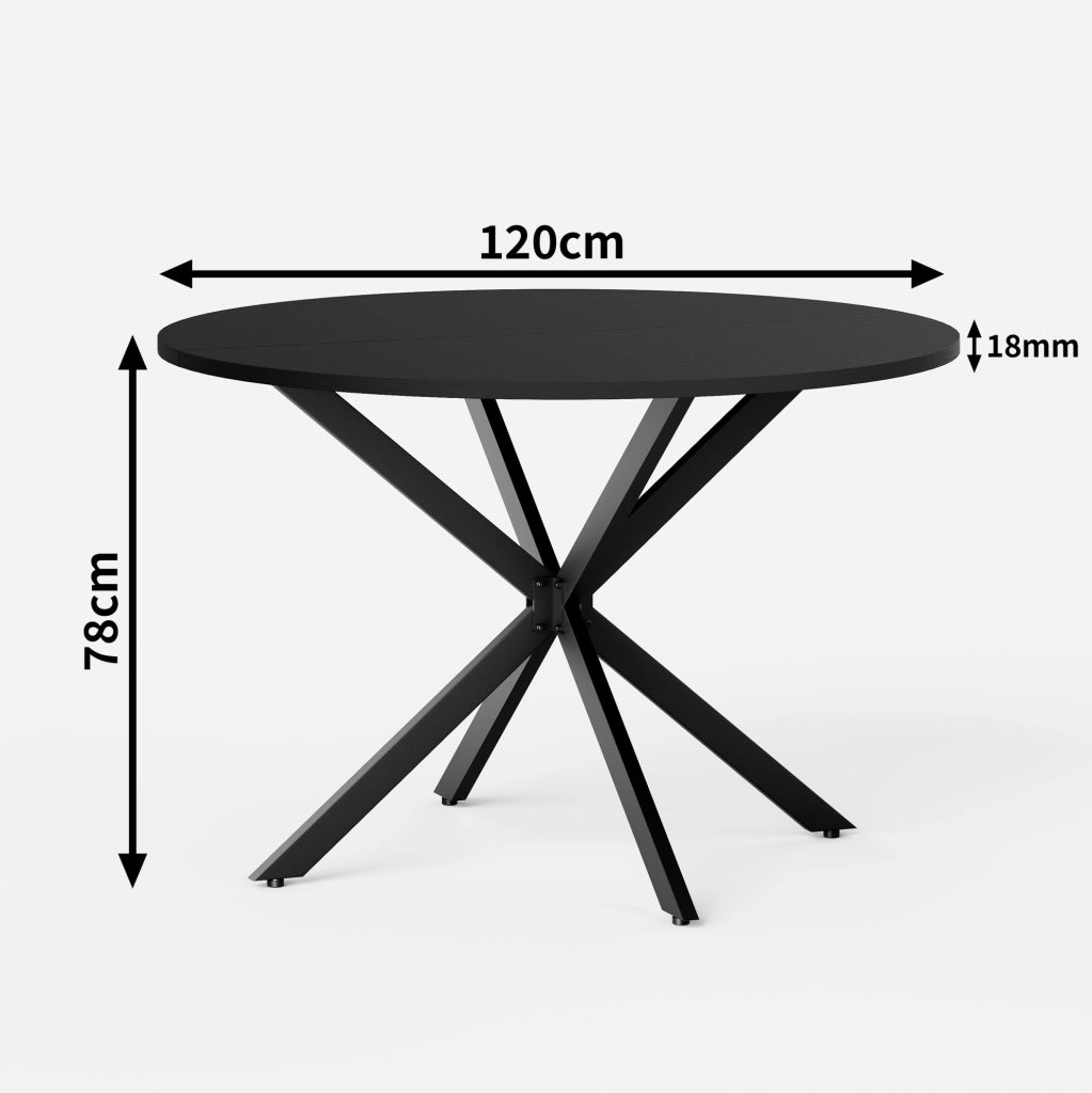 TAVOLO Rotondo 120 cm Nero in truciolare e ferro