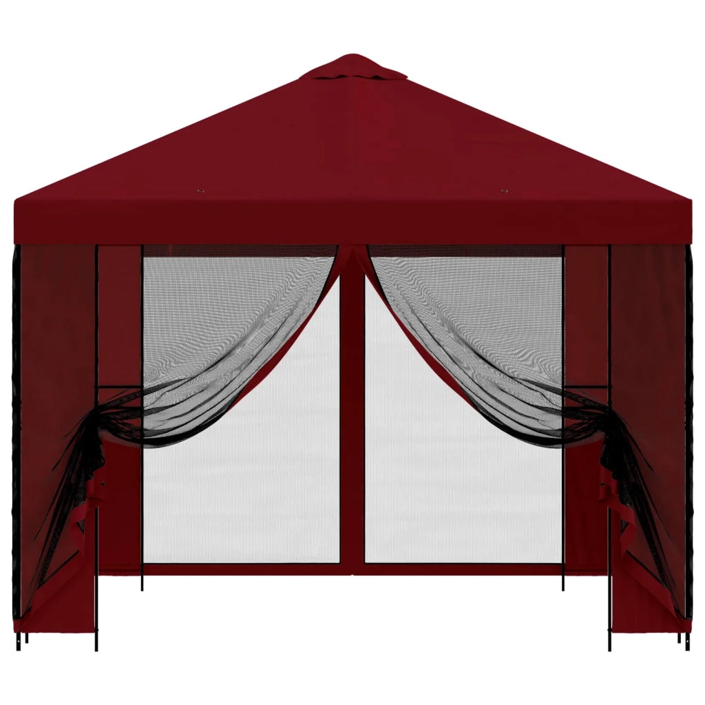 Gazebo da giardino con pareti laterali 3 x 3 m Borgogna 900371
