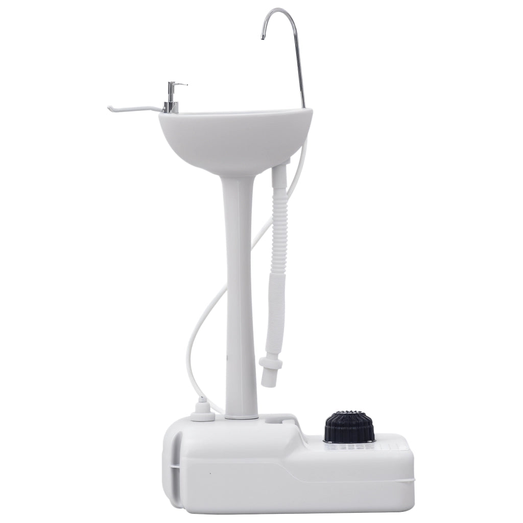 Lavandino portatile da campeggio 17L con ruote lavabo mobile da esterno con dispenser sapone e portasciugamani grigio