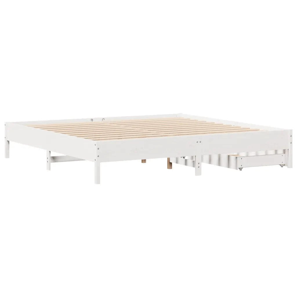 Letto senza Materasso-Struttura Letto Bianco 180x200 cm Legno Massello di Pino 467812