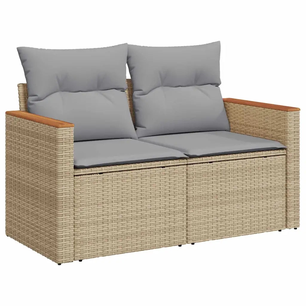 Set Divano da Giardino 18 pcs Beige e Grigio Chiaro polyrattan