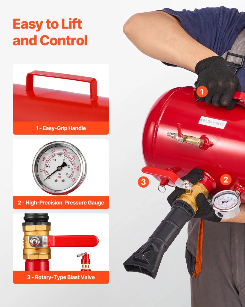 HM2902 Gonfiatore per Pneumatici 18,9 L in Acciaio al Carbonio 0,6-0,8 MPa Tallonatore Robusto per Officina Camion e Furgoni Rosso