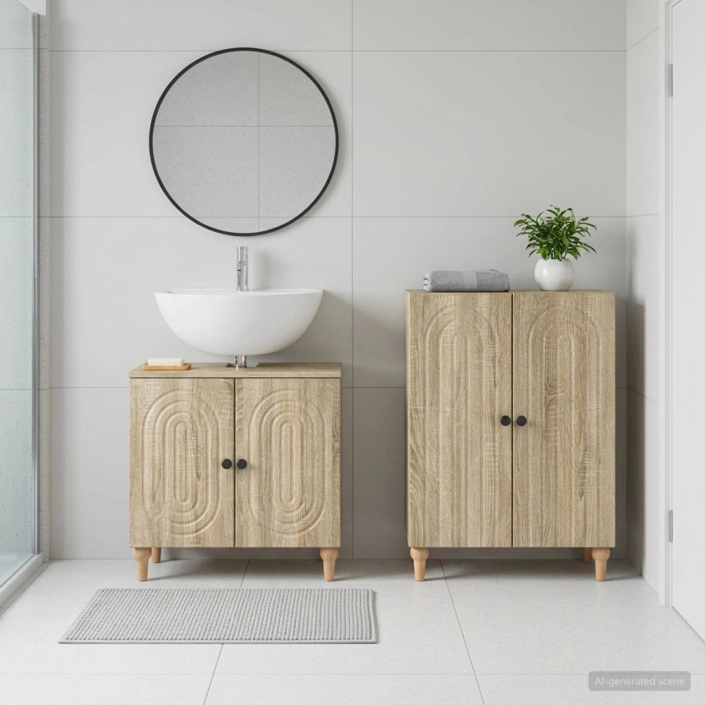 Set di Armadi da Bagno da 2 Pezzi ALKMAAR Rovere Sonoma 3417587