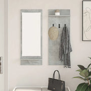 Appendiabiti a muro con specchio Grigio cemento 70 x 10 x 90 cm 874526