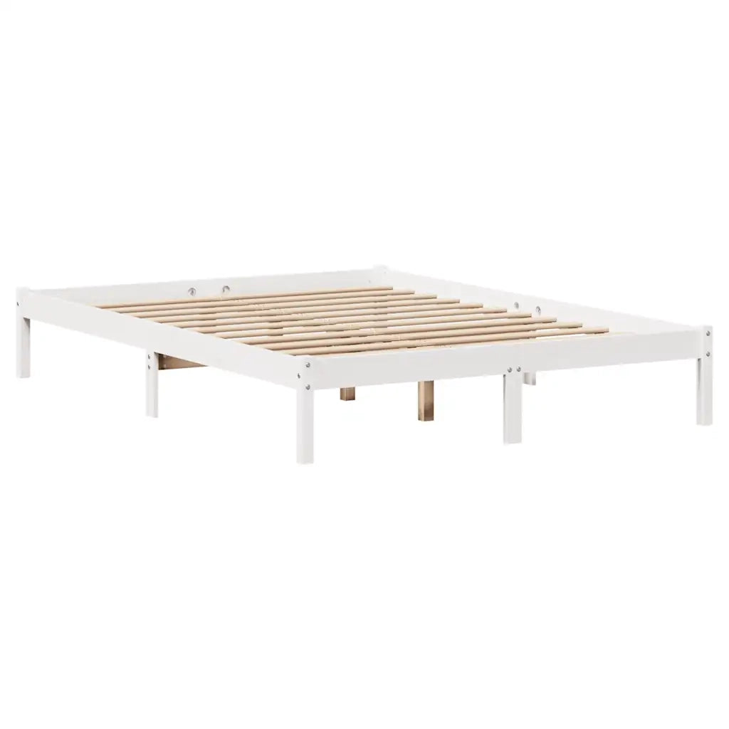 Letto matrimoniale | Letto per adulti | Letto senza Materasso Bianco 140x200 cm Legno Massello di Pino